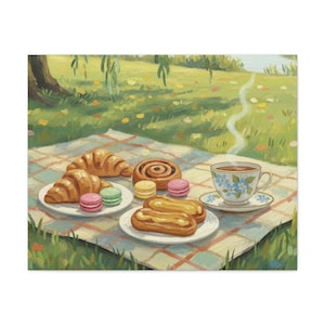 Spring Picnic French Pastries Matte Canvas image 11
