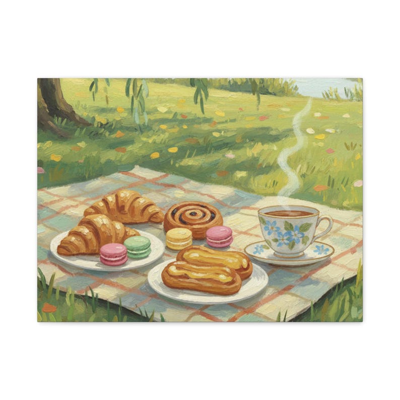 Spring Picnic French Pastries Matte Canvas image 8