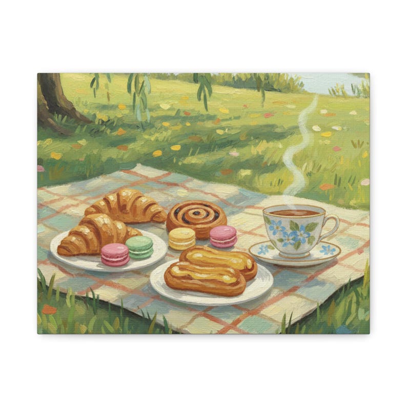 Spring Picnic French Pastries Matte Canvas image 3