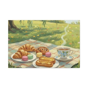 Spring Picnic French Pastries Matte Canvas image 10