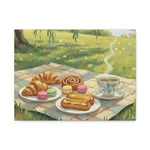 Spring Picnic French Pastries Matte Canvas image 4