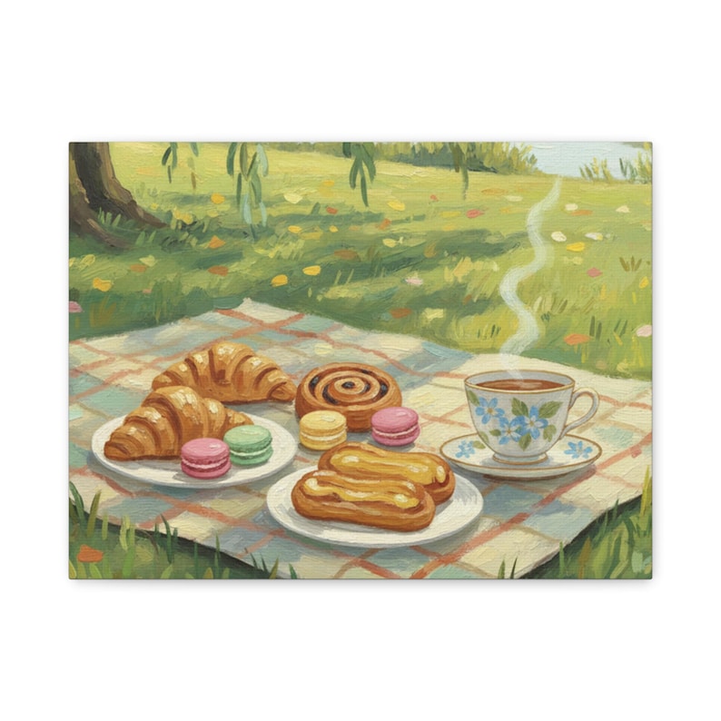 Spring Picnic French Pastries Matte Canvas image 4
