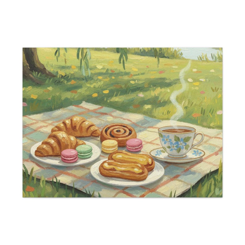 Spring Picnic French Pastries Matte Canvas image 14