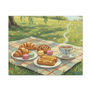 Spring Picnic French Pastries Matte Canvas image 6