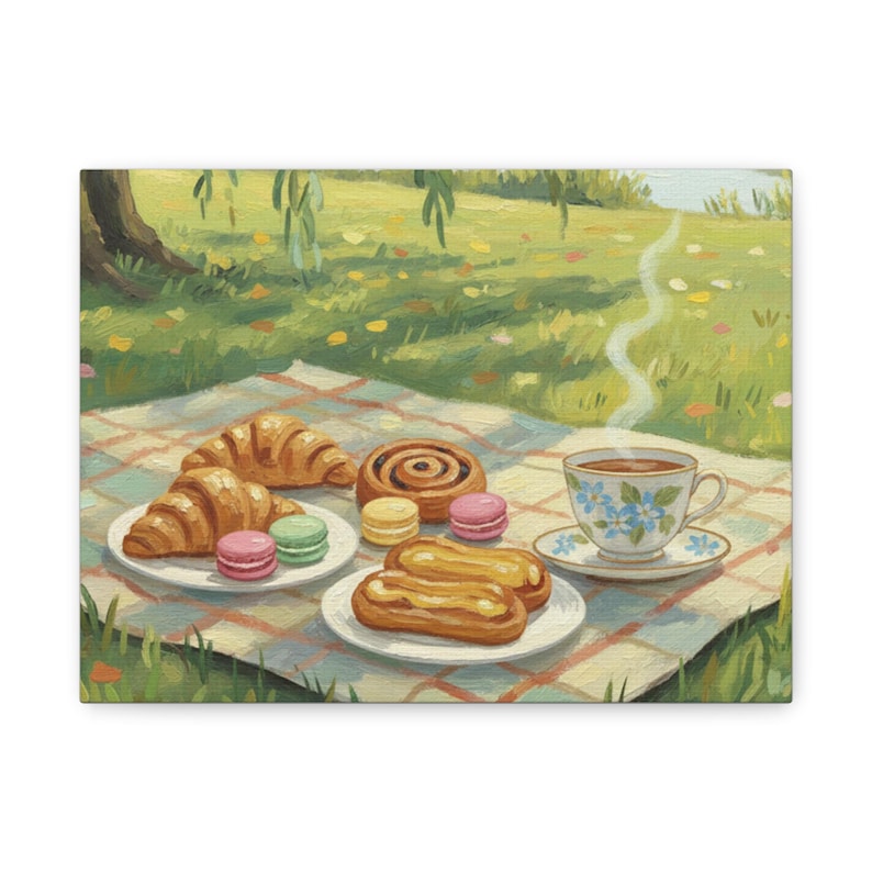 Spring Picnic French Pastries Matte Canvas image 2