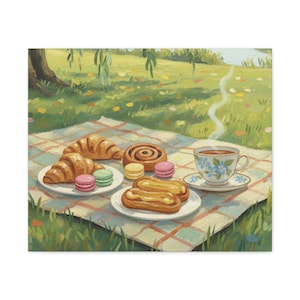 Spring Picnic French Pastries Matte Canvas image 9