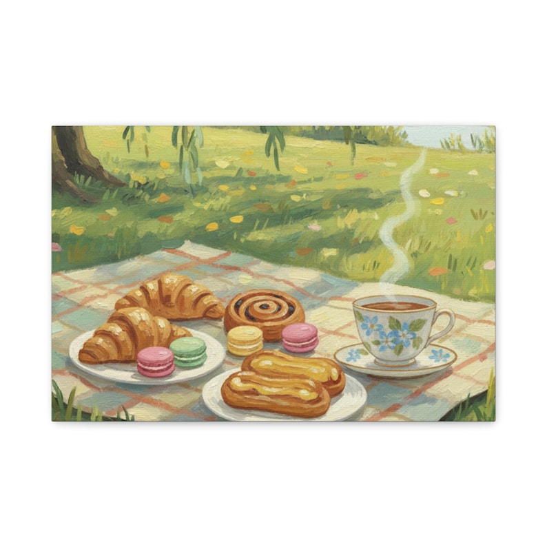 Spring Picnic French Pastries Matte Canvas image 5