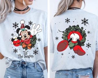 Minnie Mouse Christmas Shirt, Disney Tis’ The Season Tee, Cute Holiday Minnie Tee, Front and Back Print Christmas T-Shirt,