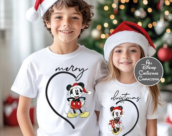 Disney Merry Christmas Couple Sweatshirt,Mickey and Minnie Matching Holiday SHİRT,Disney Christmas Trip 2025, Family Christmas Tees,