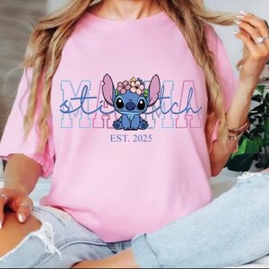 Custom Disney Stitch Mama Sweatshirt, Kids Name on Sleeve Sweatshirt,Disney Stitch Hoodie, Mother's Day Sweatshirt Gift For Mom,