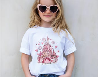 Disney Princess Castle Shirt, Pink Disney Princess Tee, Magical Disneyland Trip Shirt, Fairytale Castle Fireworks T-Shirt, Cute Girls