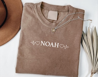 Comfort Colors®Custom Name Heart Shirt, Personalized Valentine Gift for Boyfriend or Girlfriend, Valentine Heart Shirt Women
