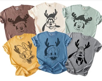 Comfort Colors®  Retro  Disney mickey and Friends Christmas Shirt, Holiday Tee, Matching Family Christmas Shirt, Cute Disney Xmas Gift