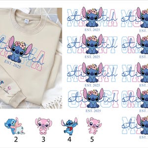 Custom Disney Stitch Mama Sweatshirt, Kids Name on Sleeve Sweatshirt,Disney Stitch Hoodie, Mother's Day Sweatshirt Gift For Mom,