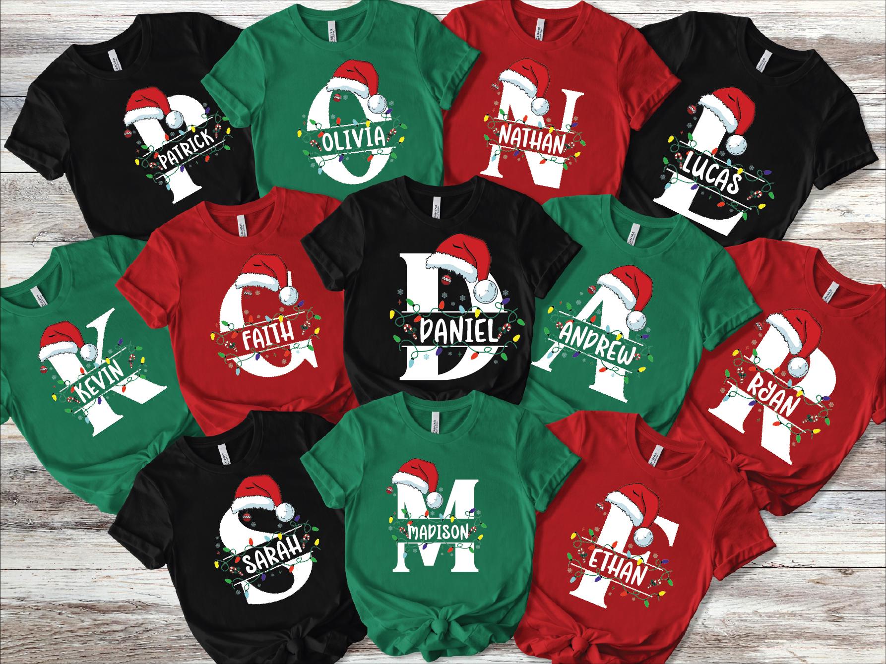 Family Christmas Monogrammed Pajama Shirt, Monogrammed Family Christmas, Personalized Holiday, Familia Christmas Name, Xmas Name