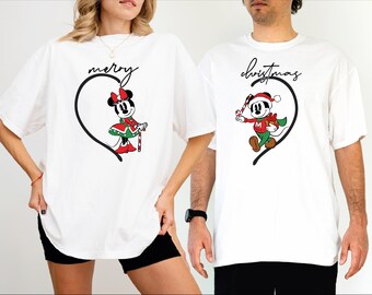 Mickey and Minnie Christmas Shirts, Disney Couple Holiday Tee, Matching Merry Christmas Shirts, Cute Disney Christmas Outfit, Family Xmas,