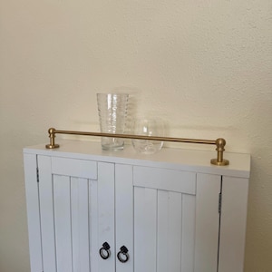 Unpainted Brass Kitchen Railing: Solid Brass Tabletop Rail with Spherical Insert
