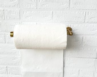 真鍮製のキッチンペーパータオルホルダー／ロールホルダー ― キャビネットの下や壁に取り付け可能。
