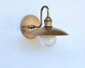 Solid Brass Wall Sconce — Equipped with a Brass Shade and E26 Socket