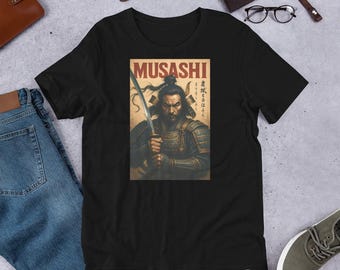Miyamoto Musashi Samurai T-Shirt | Japanese Warrior Bushido Code Art • Ronin Sword Master Design - NEW