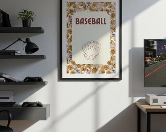 Retro basebollkonsttryck • Vintage sportdekor (digital nedladdning)