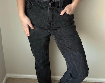 Aje. Dione high waist tapered black denim mom jeans belt neutral minimalist 90s