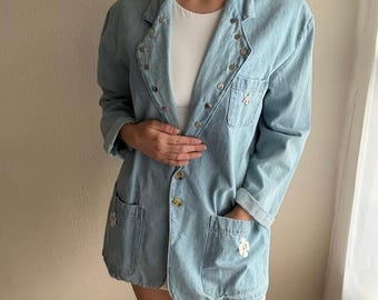 Marynarka dżinsowa Cherokee Southwestern z lat 80. w stylu western, kowbojka, retro, rodeo, bawełna