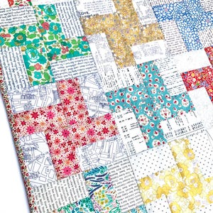 Windmill patchwork baby quilt pattern, Jelly roll friendly beginner crib blanket sewing tutorial PDF