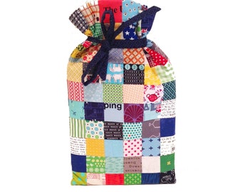 Hot Water Bottle Cover Sewing PATTERN, patchwork bag with tie for standard hottie, cold weather essential, scrappy quilt fabric pouch design