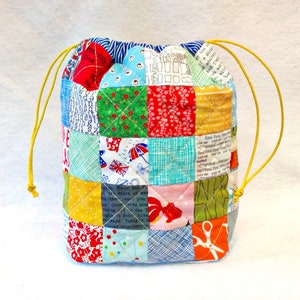 Drawstring Bag Sewing Pattern: Patchwork Quilted PDF Tutorial (instant ...