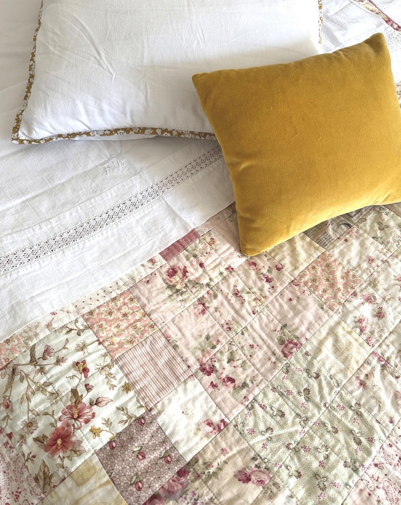 Triple Squares Quilt Pattern, Easy Traditional Patchwork Sewing Tutorial (PDF), Cottage Core Quilt, Farmer's Wife simple quilt, easy patchwork pattern