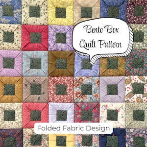 Modèle de patchwork au fur et à mesure - Carrés de tissu pliés, style origami - Projet de couture à la main (PDF)