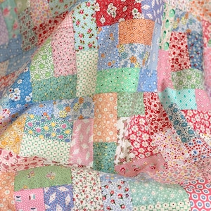 1930's Quilt Pattern - Easy Retro Style Patchwork Blanket - Multiple Bed Size Options (PDF download)
