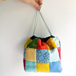 Drawstring Bag Patchwork Sewing Pattern by Tikki London, PDF download