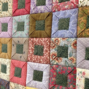 Quilt-as-you-go Sewing Pattern, Origami Style Patchwork Folded Fabric Squares - Bento Box Hand-stitching Project (PDF)