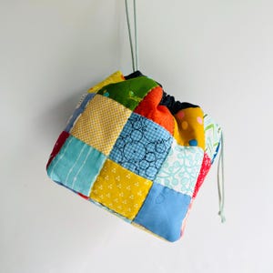 Drawstring Bag Patchwork Sewing Pattern by Tikki London, PDF download