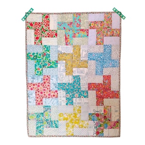 Windmill patchwork baby quilt pattern, Jelly roll friendly beginner crib blanket sewing tutorial PDF