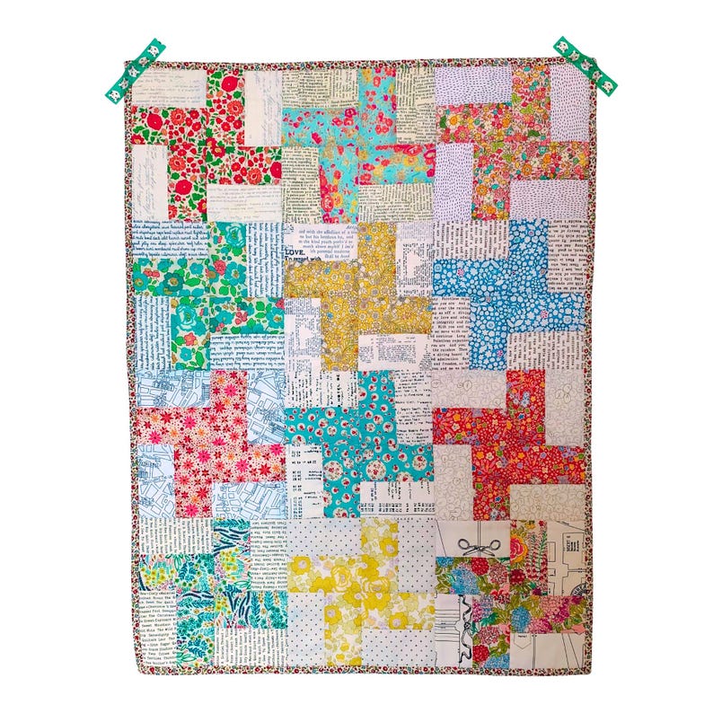 Windmill patchwork baby quilt pattern, Jelly roll friendly beginner crib blanket sewing tutorial PDF