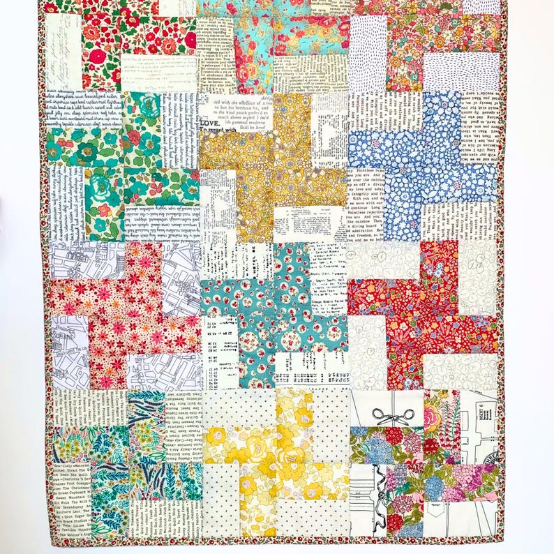 Windmill patchwork baby quilt pattern, Jelly roll friendly beginner crib blanket sewing tutorial PDF