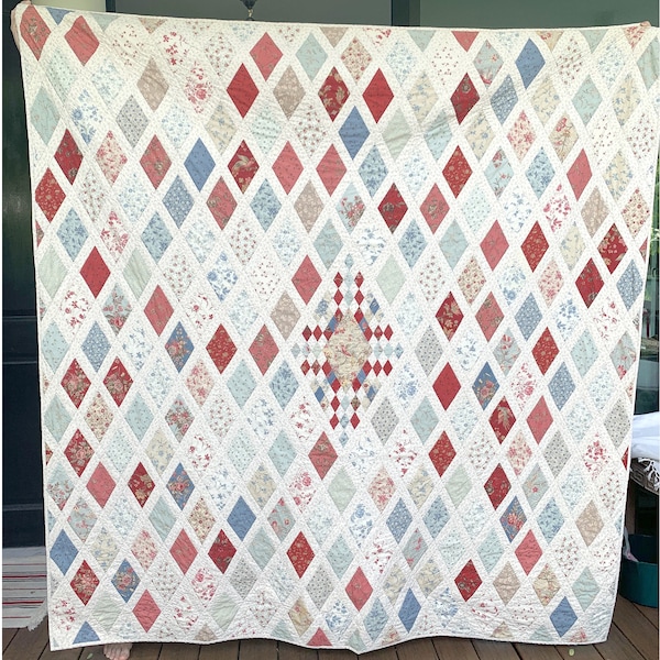Jane Austen Quilt Sewing Pattern: Diamond Patchwork King Size (PDF)