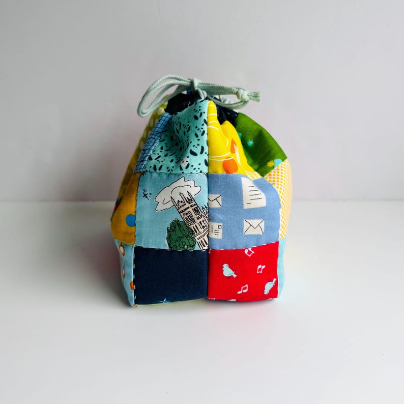 Drawstring Bag Patchwork Sewing Pattern by Tikki London, PDF download