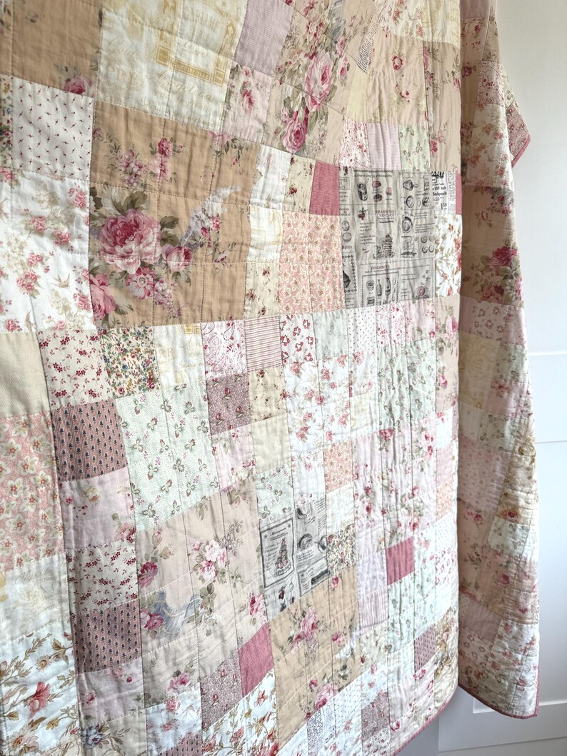 Triple Squares Quilt Pattern, Easy Traditional Patchwork Sewing Tutorial (PDF), Cottage Core Quilt, Farmer's Wife simple quilt, easy patchwork pattern