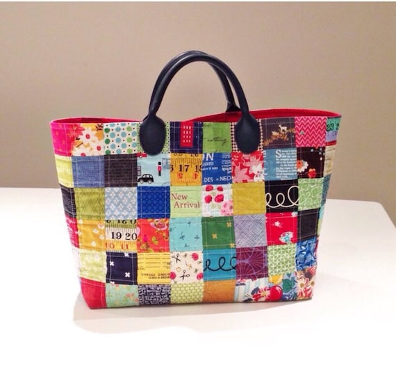 Quilted Tote Bag Pattern Modern Scrap Fabric Patchwork - Etsy