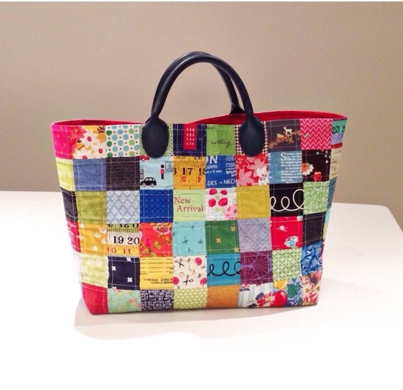 Quilted Tote Bag Pattern Modern Scrap Fabric Patchwork Etsy