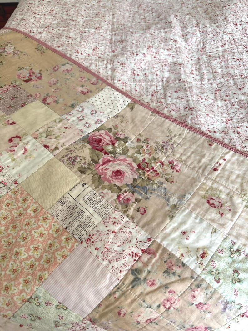 Triple Squares Quilt Pattern, Easy Traditional Patchwork Sewing Tutorial (PDF), Cottage Core Quilt, Farmer's Wife simple quilt, easy patchwork pattern