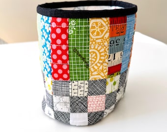 Fabric Patchwork Caddy Sewing Pattern: Storage Bucket DIY (PDF Download)