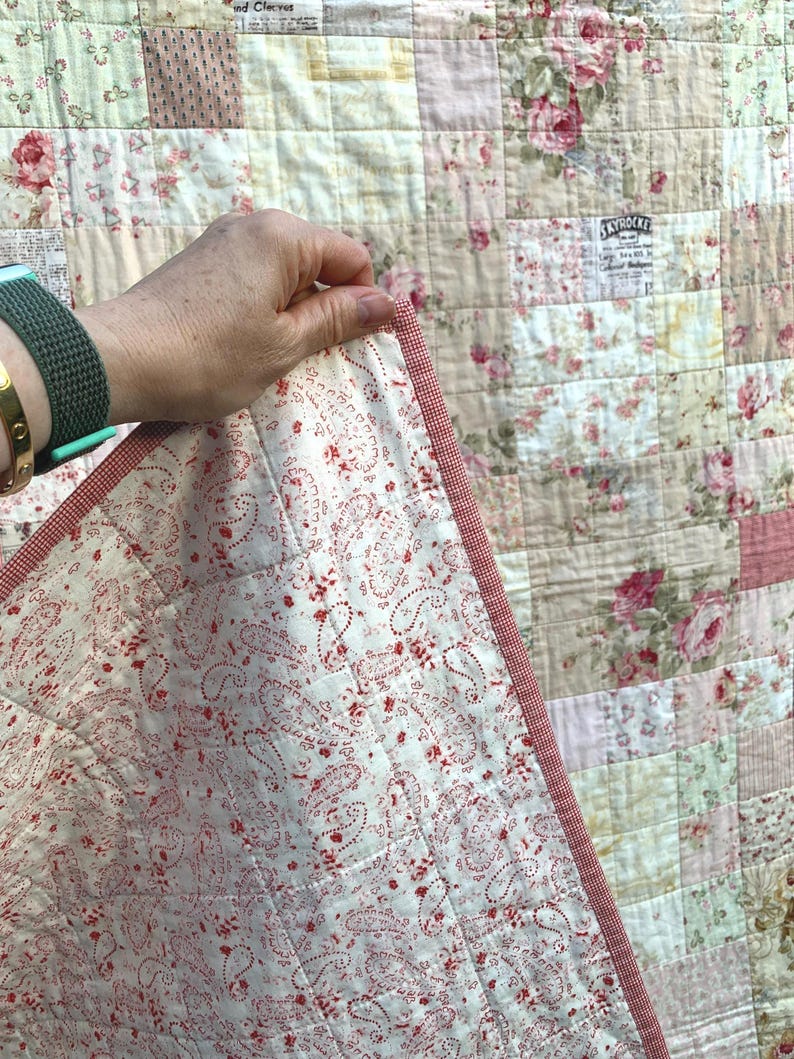 Triple Squares Quilt Pattern, Easy Traditional Patchwork Sewing Tutorial (PDF), Cottage Core Quilt, Farmer's Wife simple quilt, easy patchwork pattern