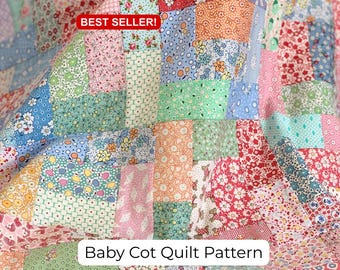 1930's Quilt Pattern - Easy Retro Style Patchwork Blanket - Multiple Bed Size Options (PDF download)