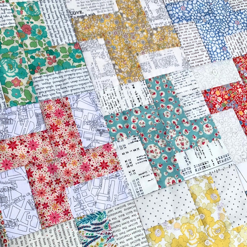 Windmill patchwork baby quilt pattern, Jelly roll friendly beginner crib blanket sewing tutorial PDF