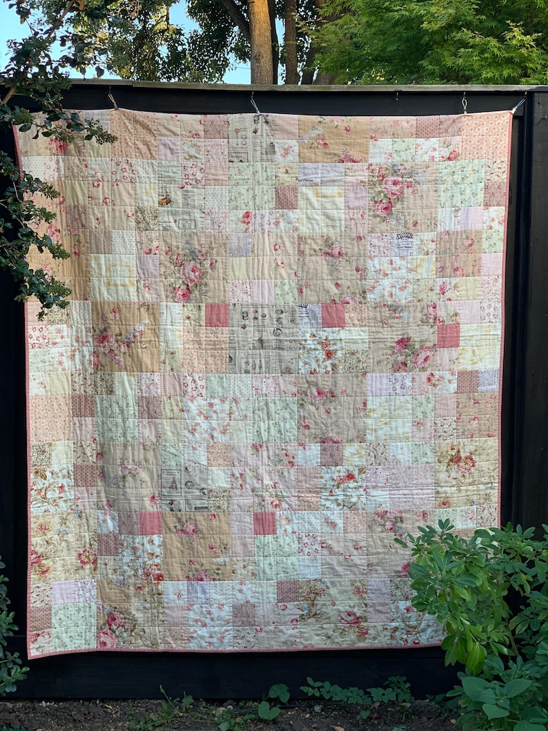 Triple Squares Quilt Pattern, Easy Traditional Patchwork Sewing Tutorial (PDF), Cottage Core Quilt, Farmer's Wife simple quilt, easy patchwork pattern